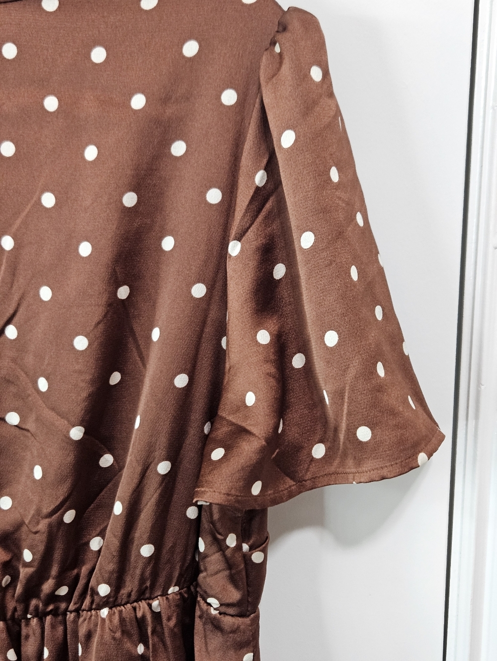 Polka Dot Wrap Ruffle Dress - Picture 12 of 13